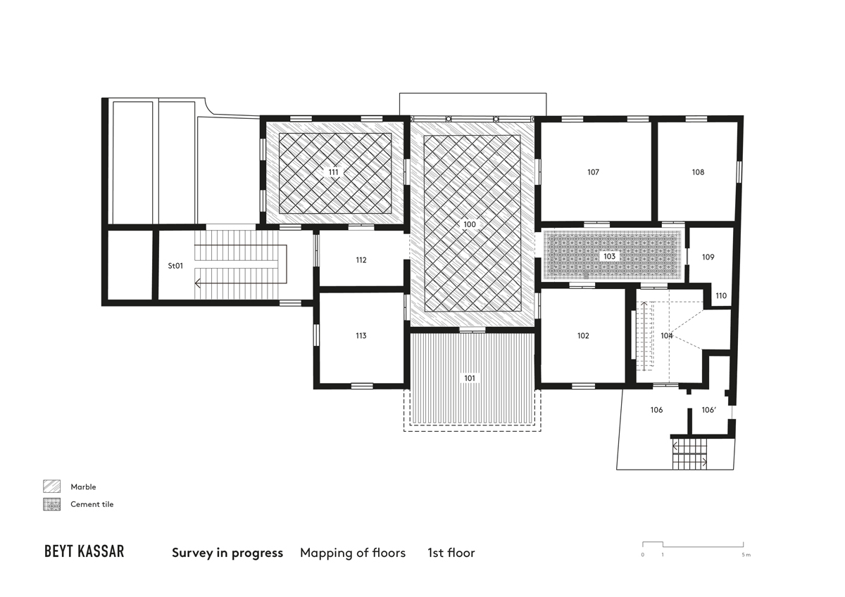 BEYT-KASSAR_survey-in-progress_mapping-of-floors_1st-floor