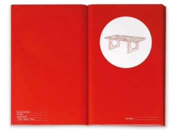 Double page du catalogue rouge d'India Mahdavi réalisé par Ichetkar.