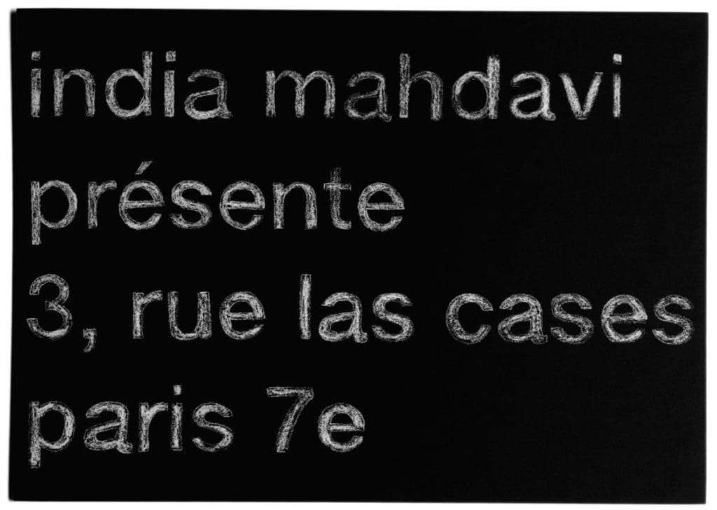 Carton d'invitation, India Mahdavi présente 3, rue las cases paris 7e, effet craie et ardoise, design IchetKar