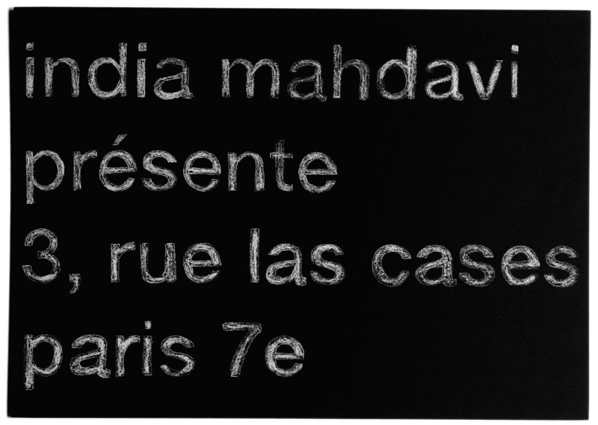 Carton d'invitation, India Mahdavi présente 3, rue las cases paris 7e, effet craie et ardoise, design IchetKar