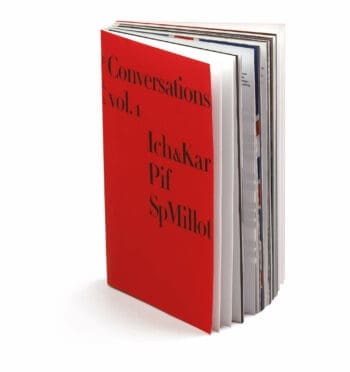 Conversations Vol.1 d'Ich&Kar, Pif et Millot exposé au Sketch, restaurant étoilé à Londres, allie design graphique et dialogues captivants.