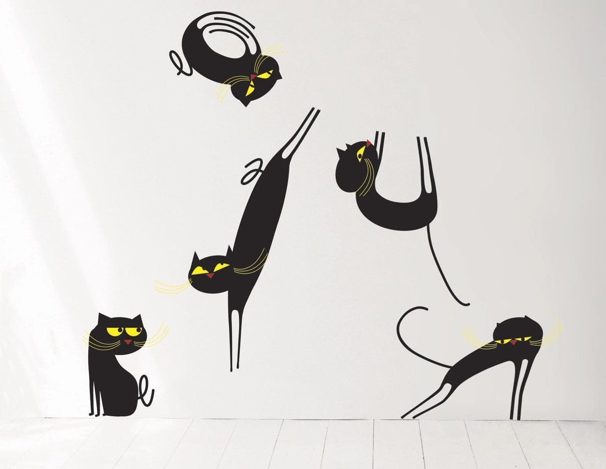 Wallsticker Catenkit, 5 chats à personnaliser sur vos murs, design IchetKar 