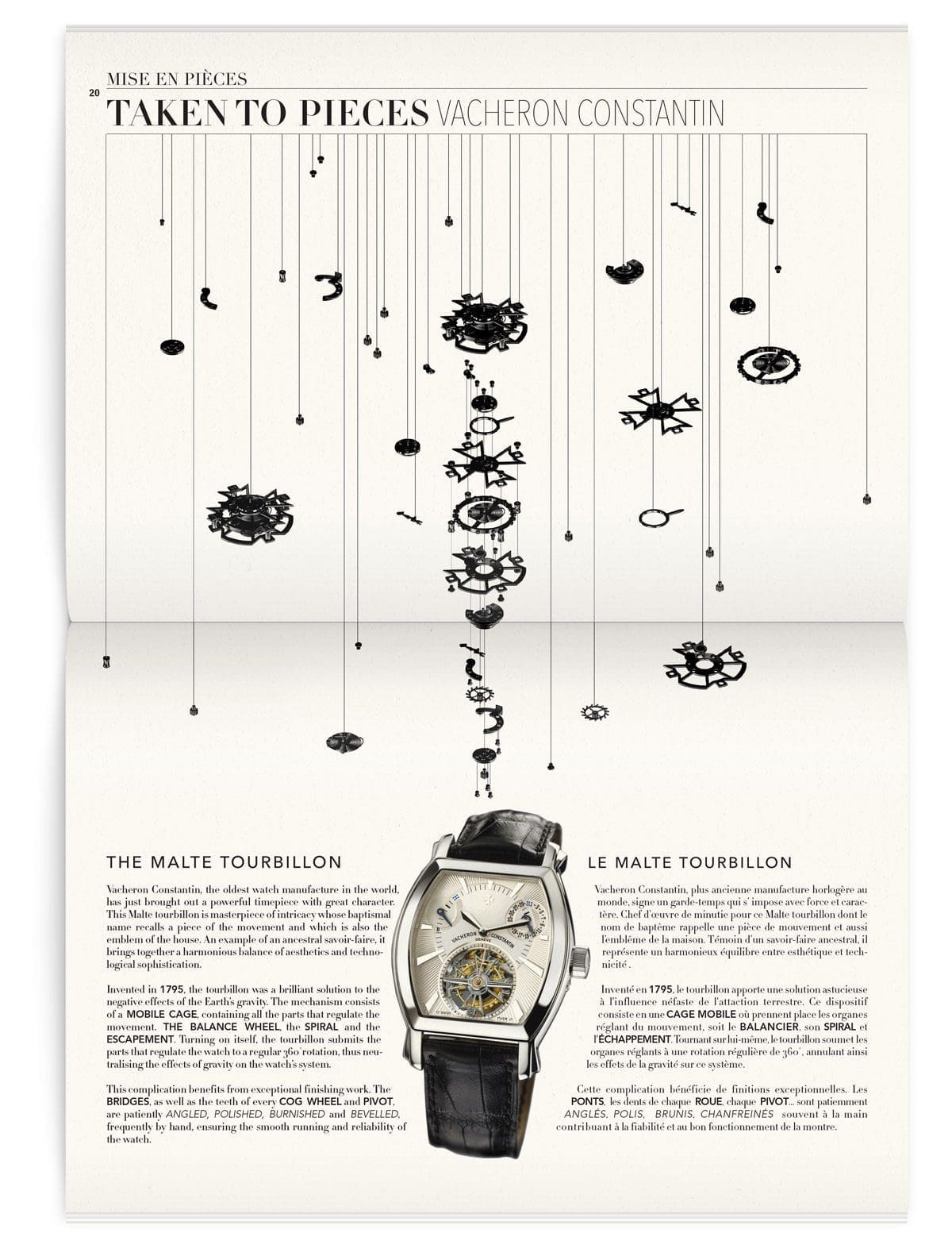 La page mise en pièce, la montre est mise en pièce de manière graphique, magazine Iconofly, revue d’art autour d’un accessoire unique, la montre, design IchetKar