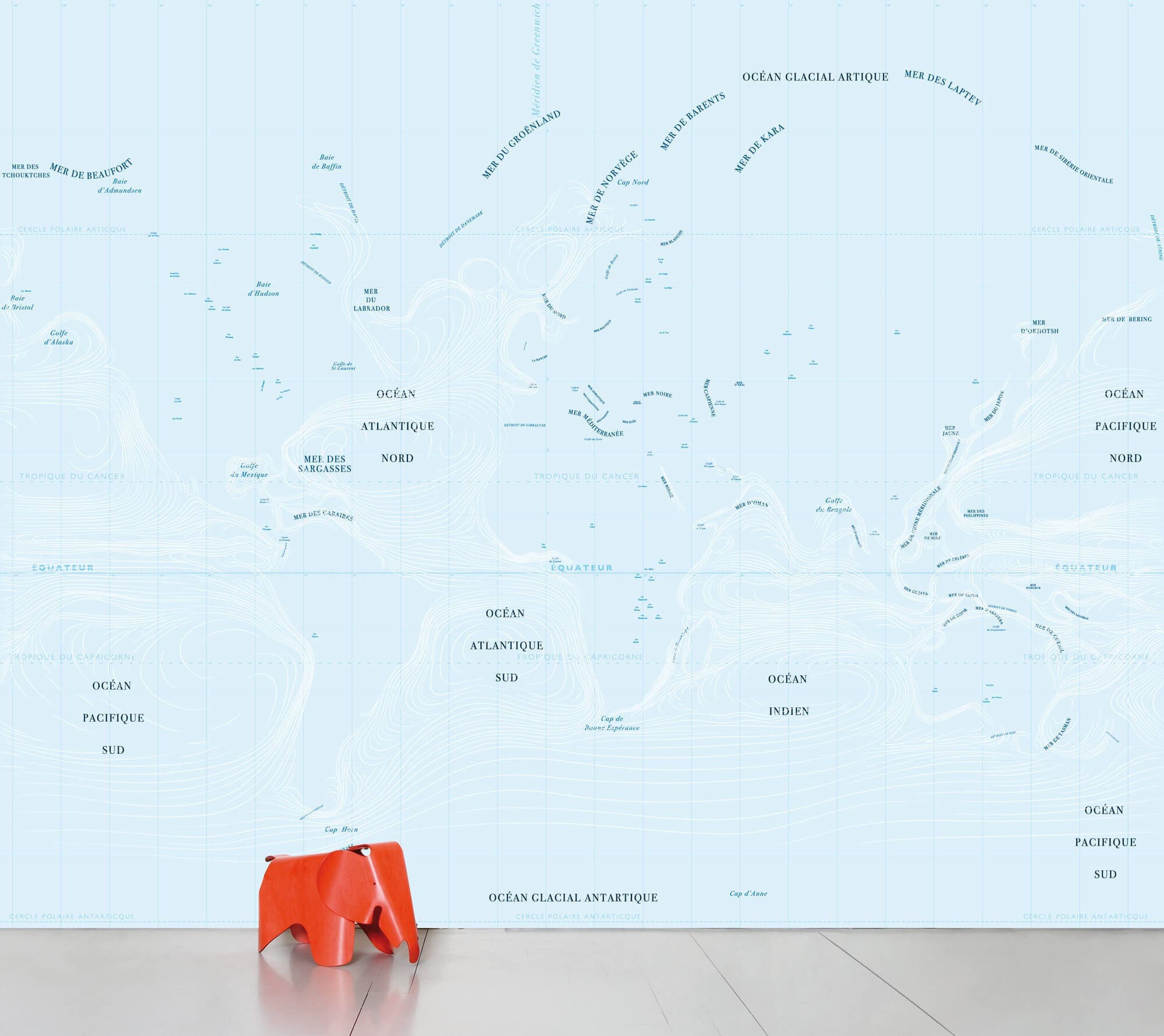 Wallsticker Landscape Ocean, une carte des océan seulement, edition Domestic design IchetKar