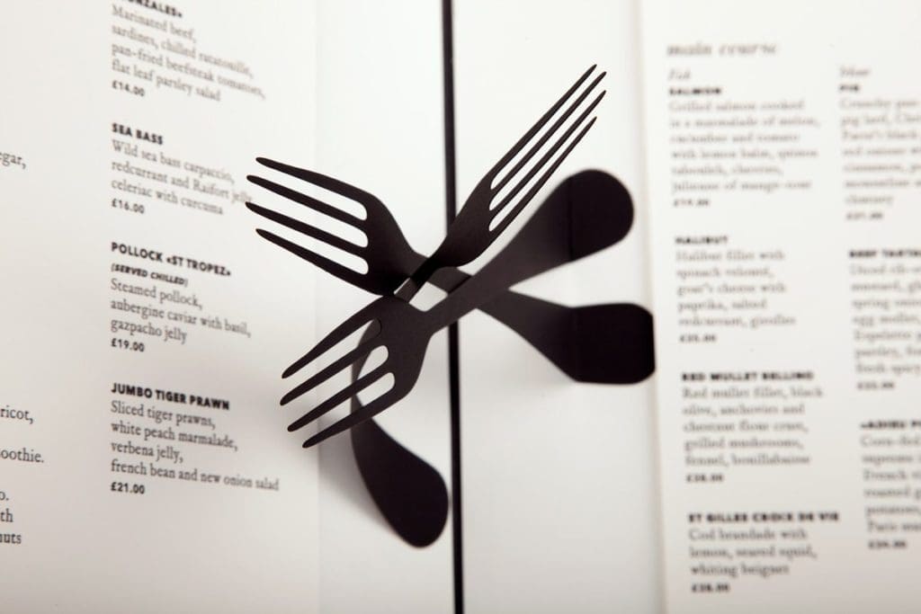 menu pop-up fourchettes de la gallery sketch london ichetkar
