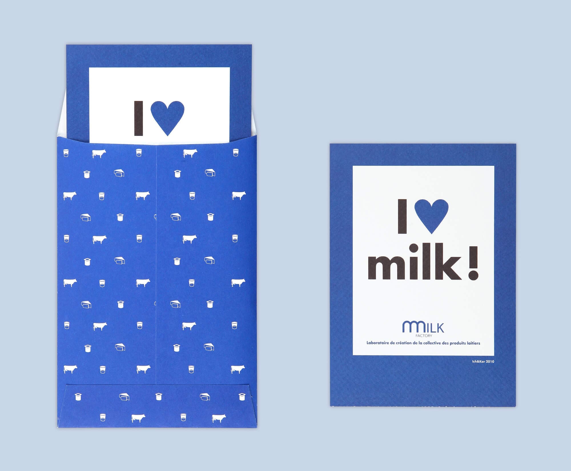 Ich&Kar dessine un set de carte postales pour la Milkfactor l'ensemble réunit dans une pochette à motif
