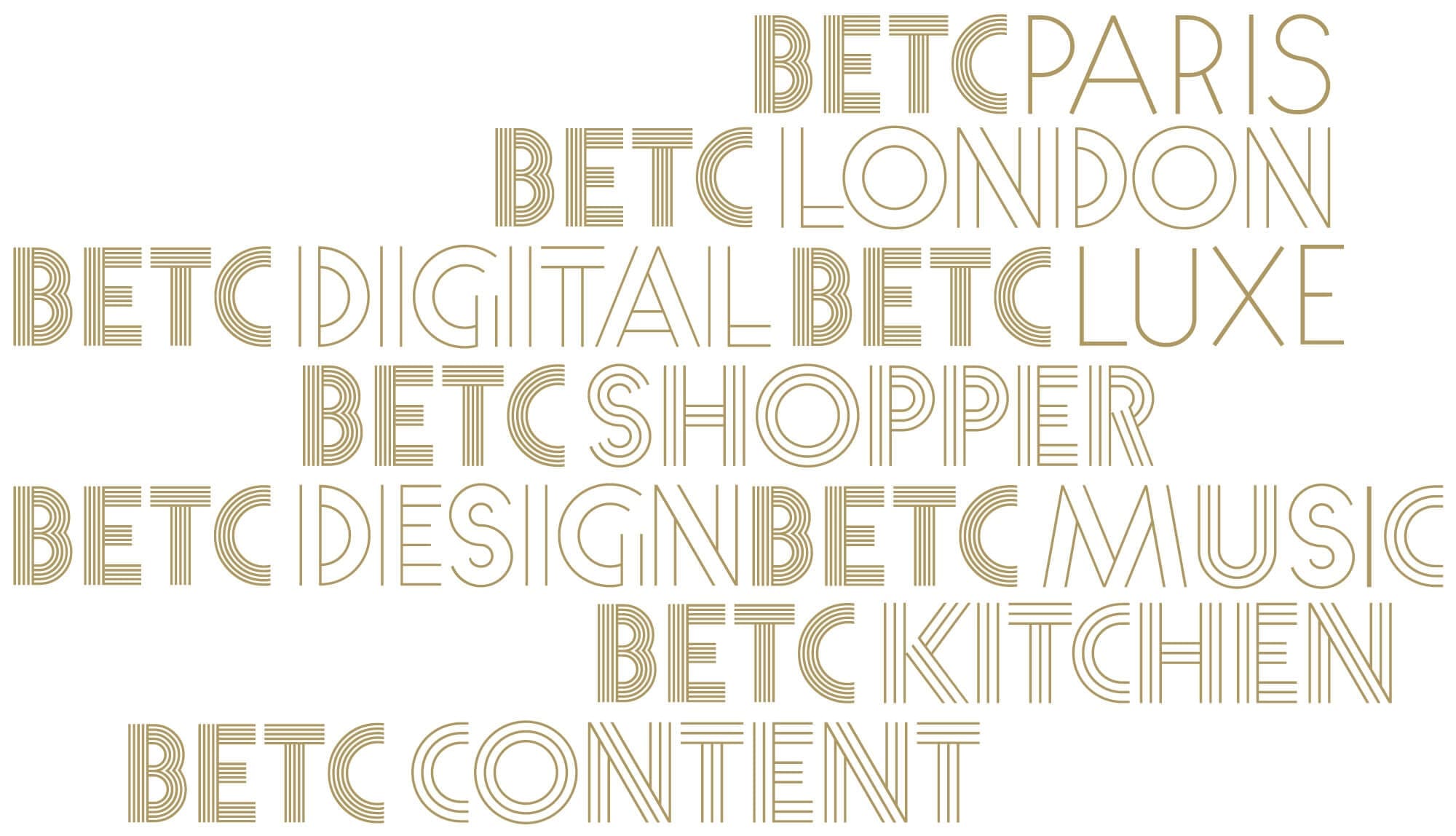 Composition typographique de la police de caractère Prisma de la fonderie Lineto utilisé dans l'identité visuelle de l'agence de publicité BETC