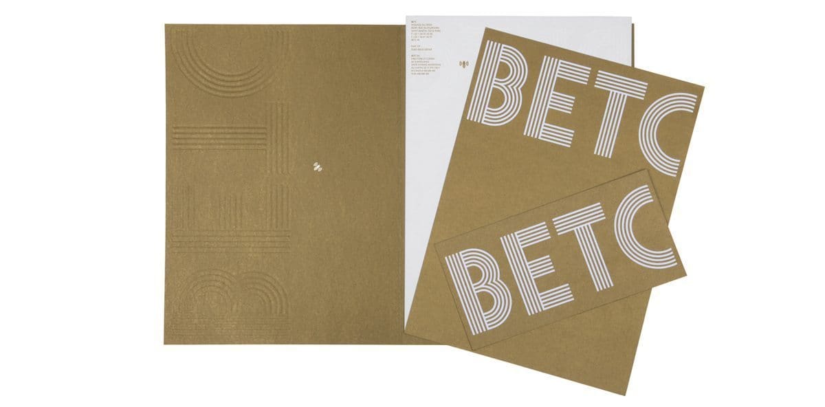 La papeterie de l'agence de publicité BETC, gaufrage et or, design IchetKar