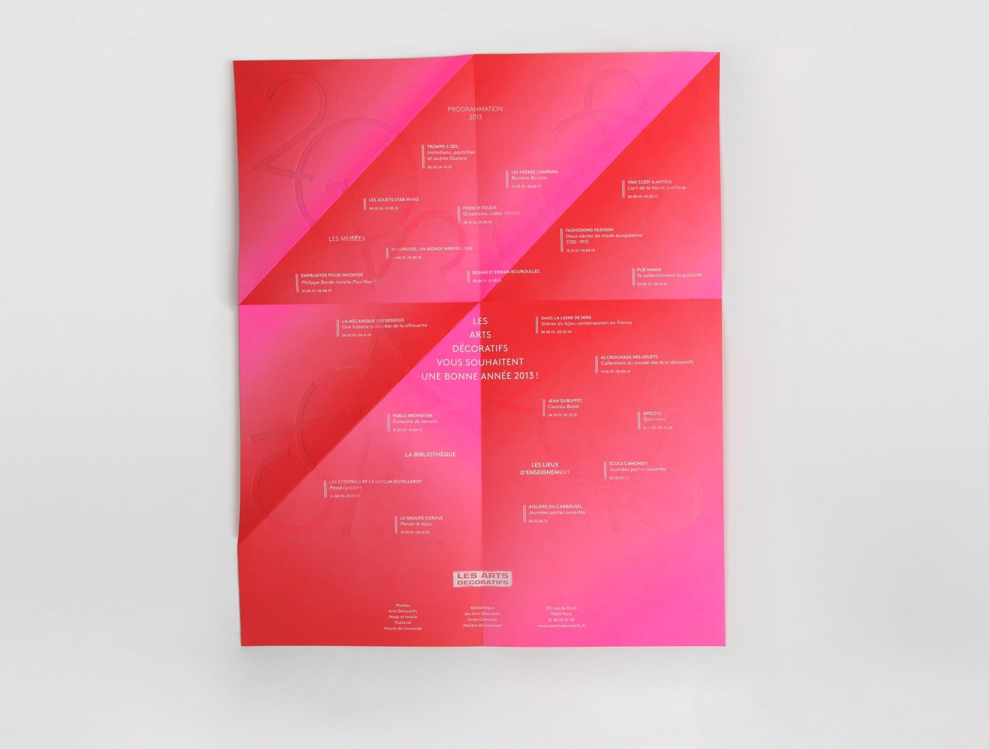La carte de vœux des arts décoratifs 2013 tout en dégradé rose, rouge, design Helena Ichbiah, IchetKar