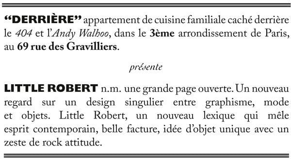 Le restaurant Le Derrière reçoit le Pop Up store Little Robert pendant la Paris Design Week.