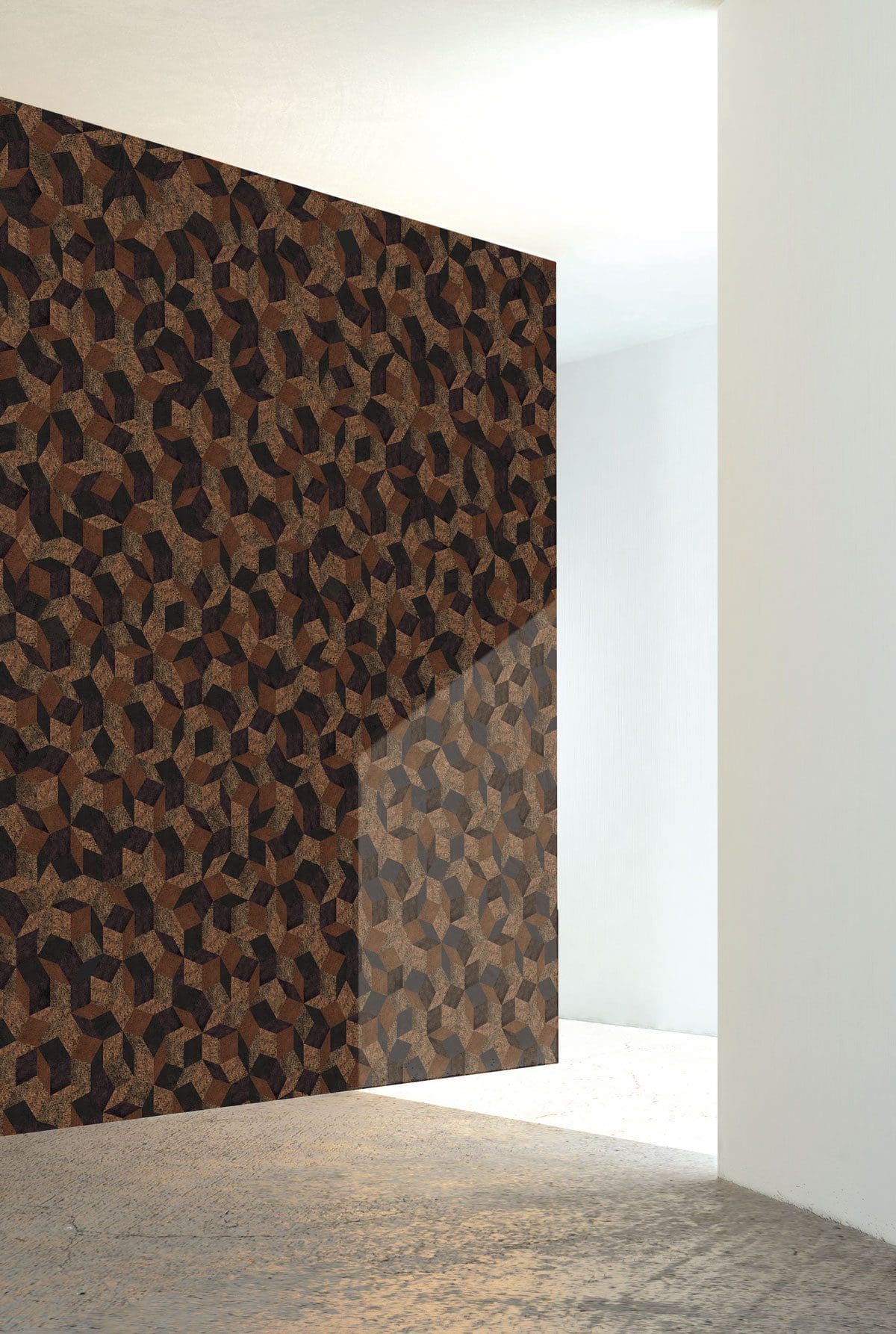 Papier peint "Like Cork", inspiré du liège et du pavage Penrose, crée par Ich&Kar pour le parfumeur Barnabé Fillion. "Like cork", a wallpaper created by Ich&Kar for the perfume creator Barnabe Fillion.