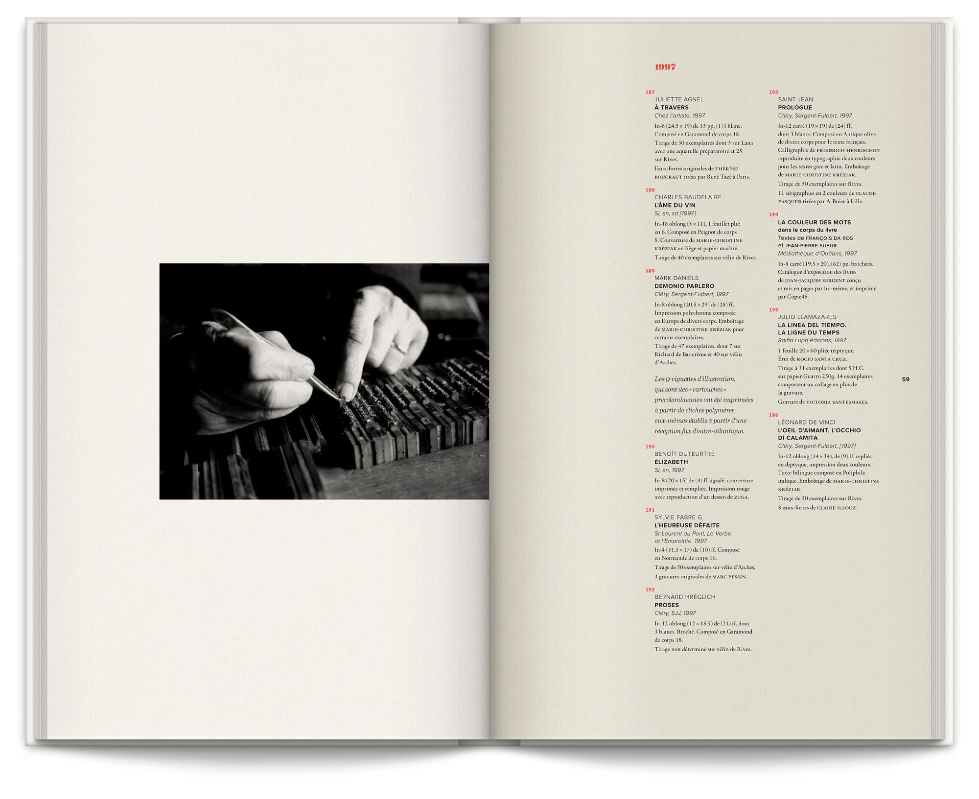 Livre "Jean-Jacques Sergent, Soldat de plomb", photographie d'un imprimeur typographe en action, design graphique Ich&Kar.