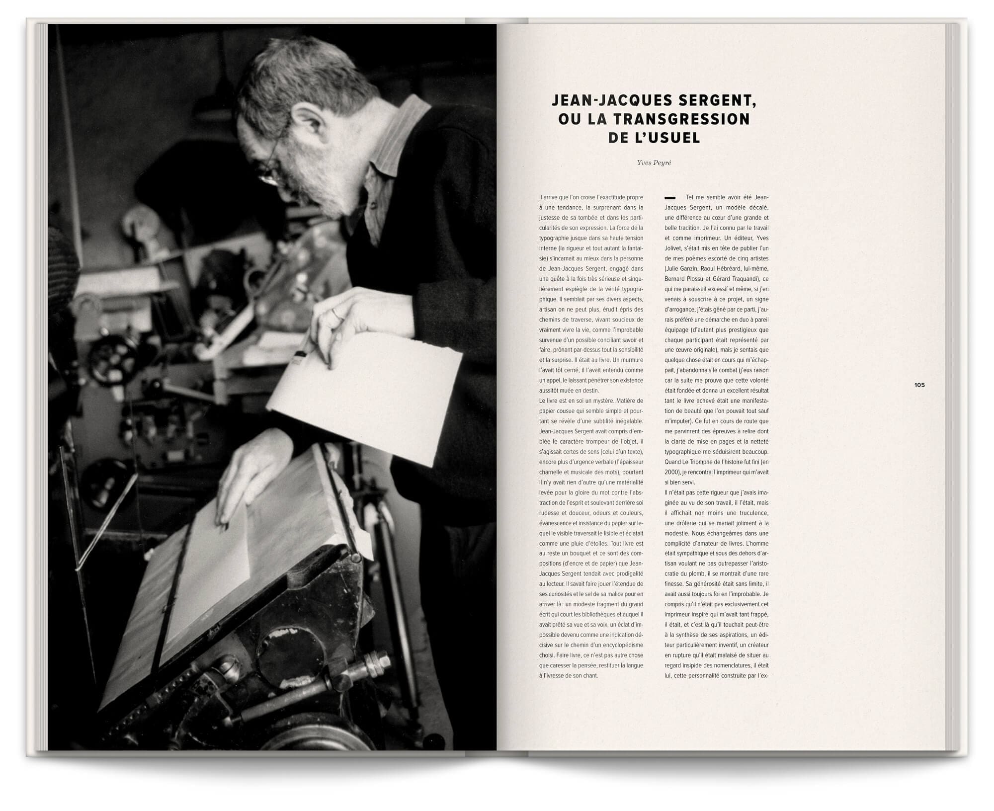 Livre "Jean-Jacques Sergent, Soldat de plomb". Texte de Yves Peyré qui relate Jean-Jacques Sergent et sa transgression de l'usuel, design graphique Ich&Kar.