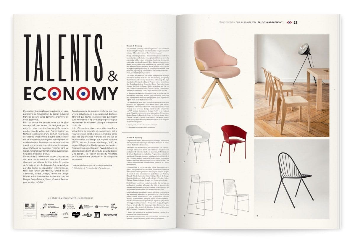 Catalogue de l'événement France Design 2014 à Milan, talents&economy, les nouveaux talents, design Ich&Kar