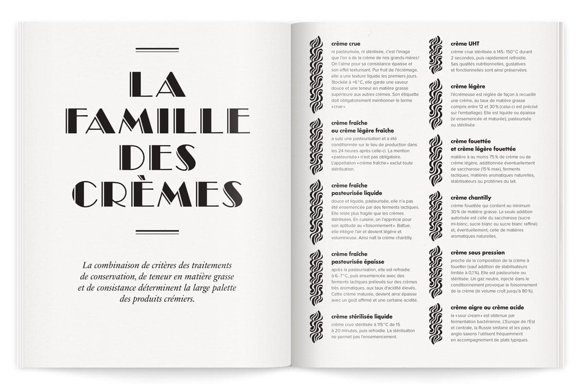 Catalogue La crème de la crème, traduisant l'élégance, l'excellence et le savoir faire à la française, page sur La famille des crèmes, design Ich&Kar