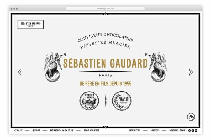 Ich&Kar dessine le site de Sébastien Gaudard. Un site gourmand alliant un graphisme de style 18e chic parisien...