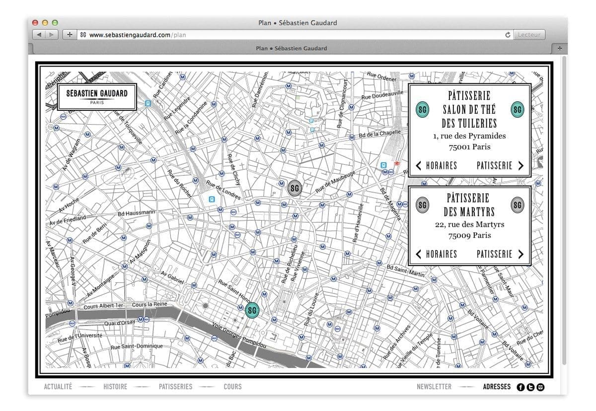 Plan de Paris graphique sur le site responsive de Sébastien Gaudard