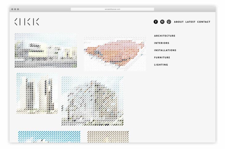 Ich&Kar dessine un site internet haute couture pour Annabel Karim Kassar, avec une navigation élégante à travers une grille sophistiquée.