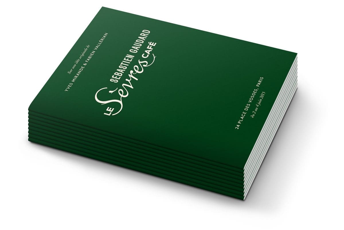 Menu pour l'expérience Sèvres Café par Sébastien Gaudard pendant les D'Days, design Ich&Kar