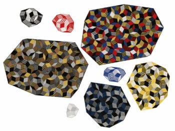Les tapis Penrose, semblables à d'immenses galets, s'ajustent à toutes les pièces. Marchez et sautez avec style dans votre maison !
