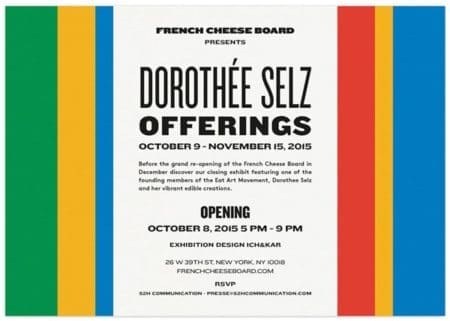 Verso de l'invitation pour l'exposition Offerings de Dorothée Selz