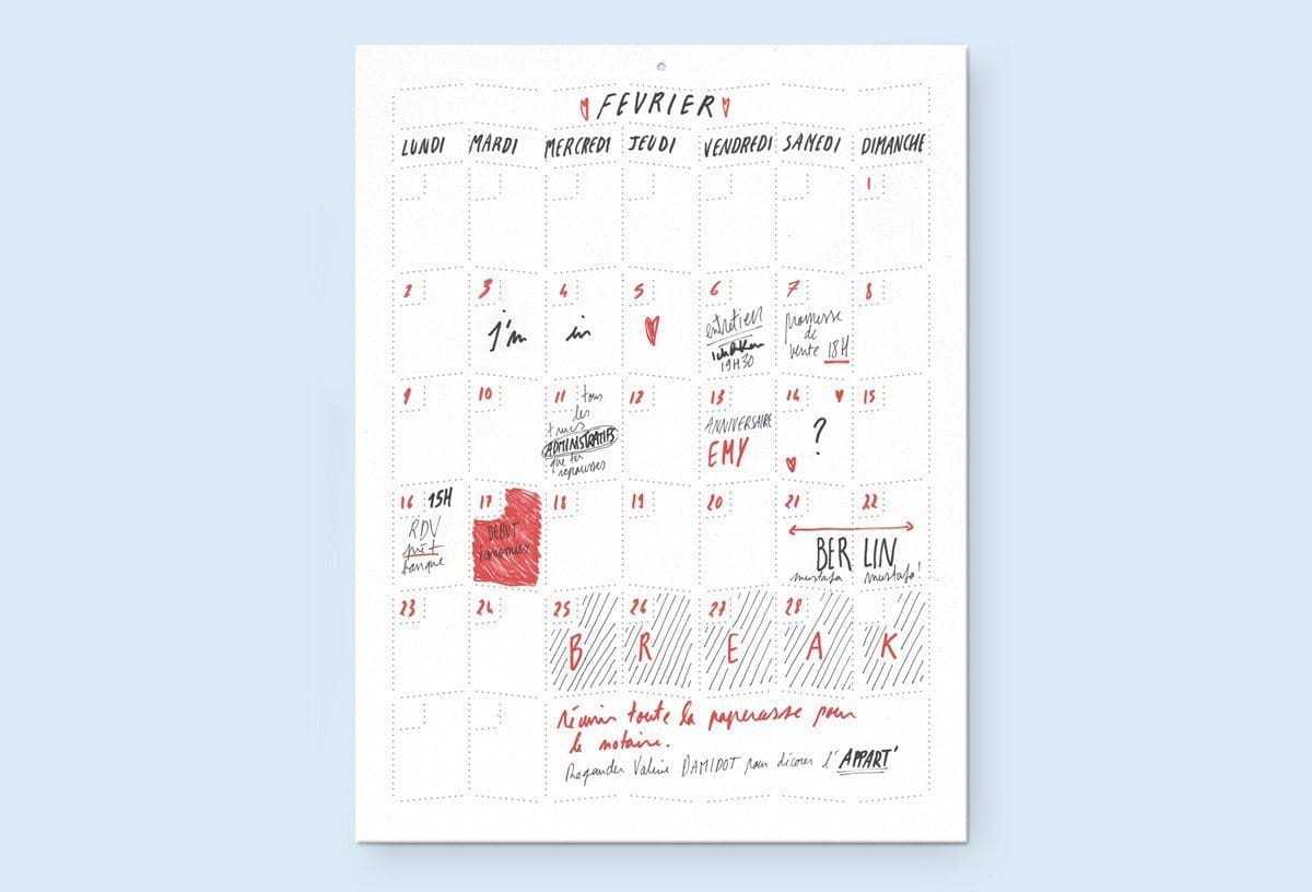 Wall Memo Calendar, calendrier pour noter les rendez vous, les vacances… édition Moulin Flèche