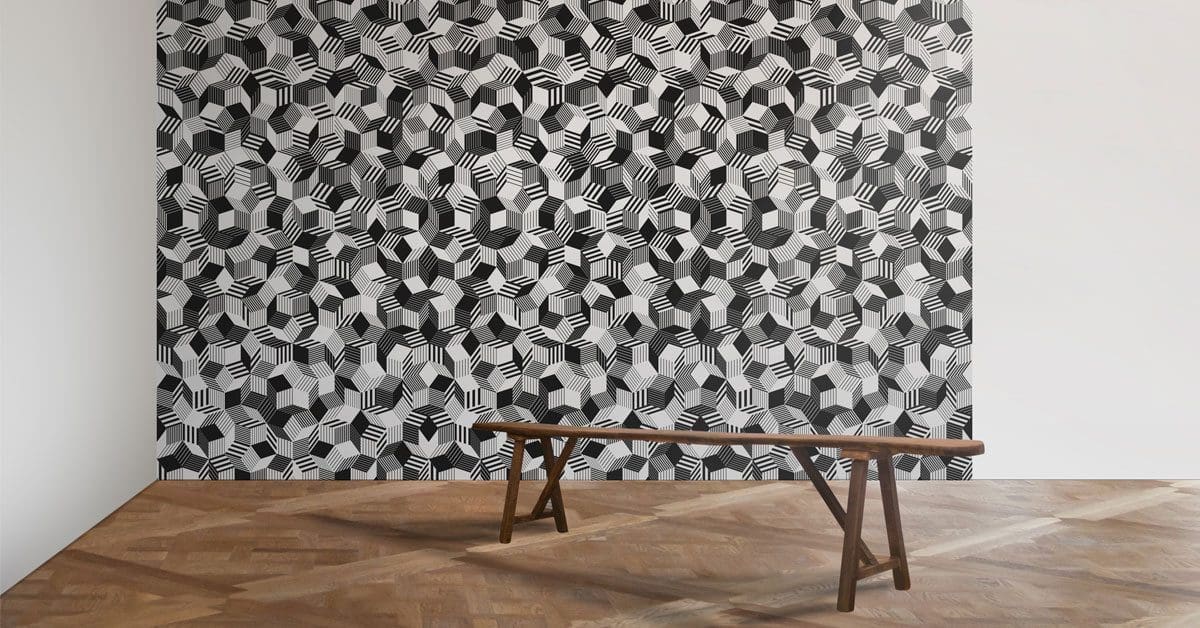 Papier peint Penrose Stripes black & White, design Ich&Kar