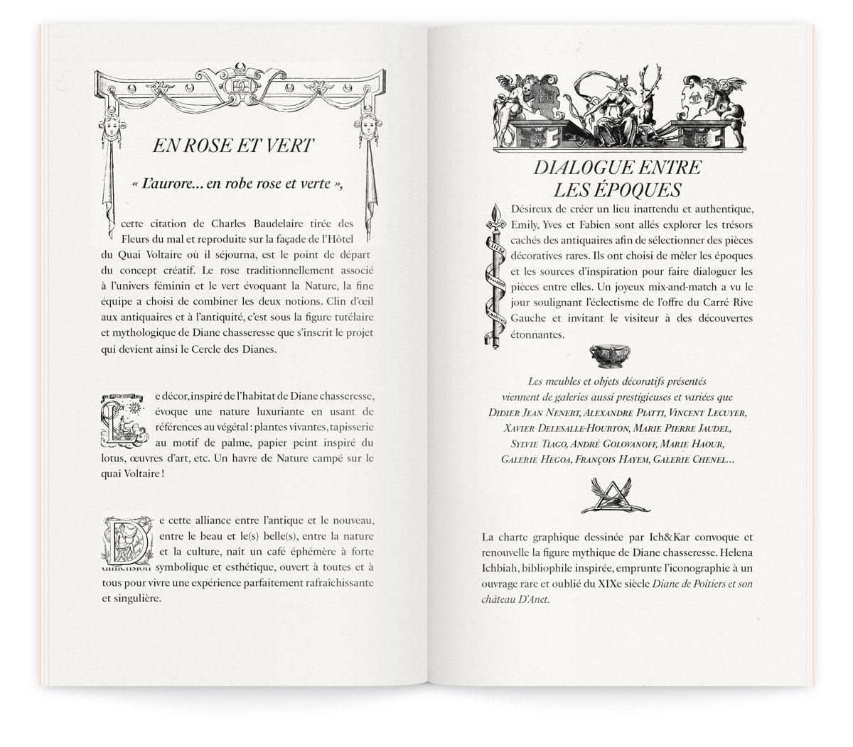 menu du cercle des dianes café éphémère du carré rive gauche des antiquaires à paris dessiné par ichetkar