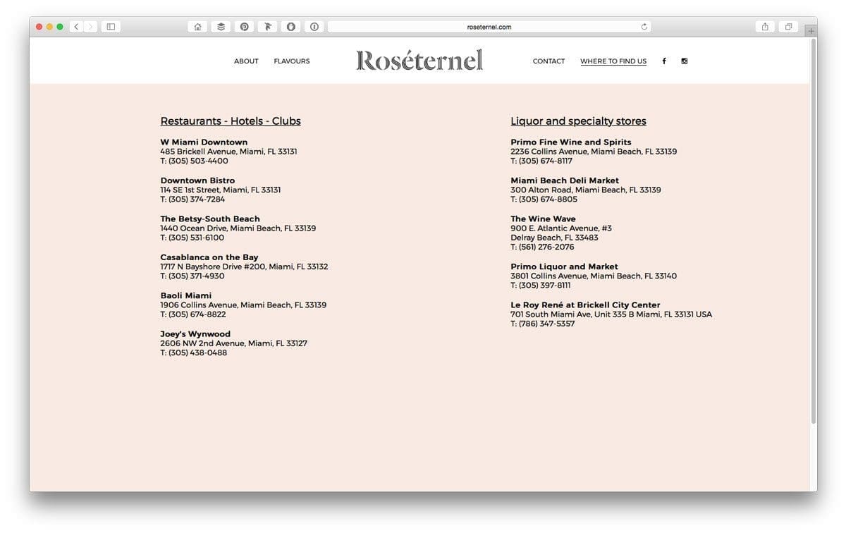 site web du vin rosé roséternel design web et ergonomique ichetkar page contact