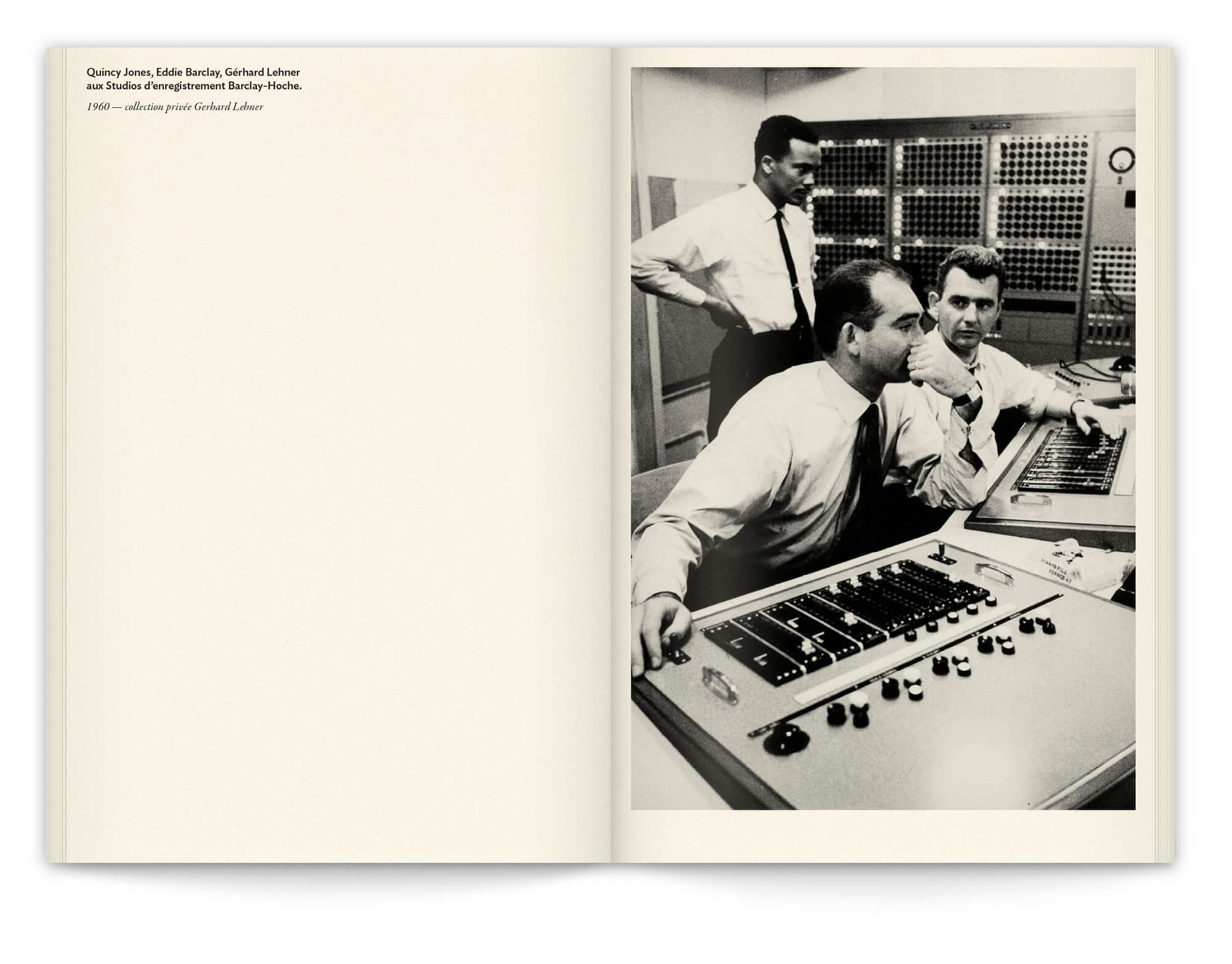 Eddy Barclay, Quincy Jones et Gerhard Lehner au studio d'enregistrement, Riveneuve Editions