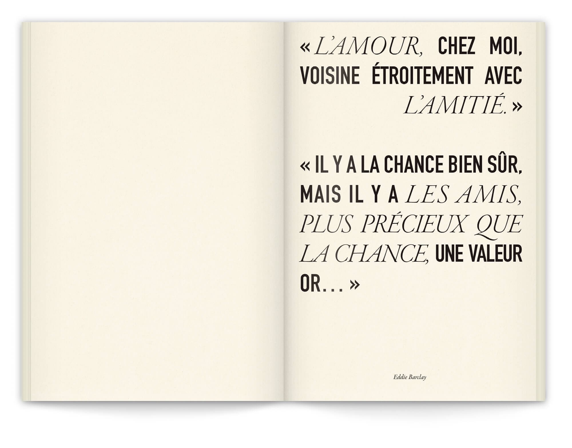 Une citation d'Eddy Barclay, design graphique IchetKar, editions riveneuves