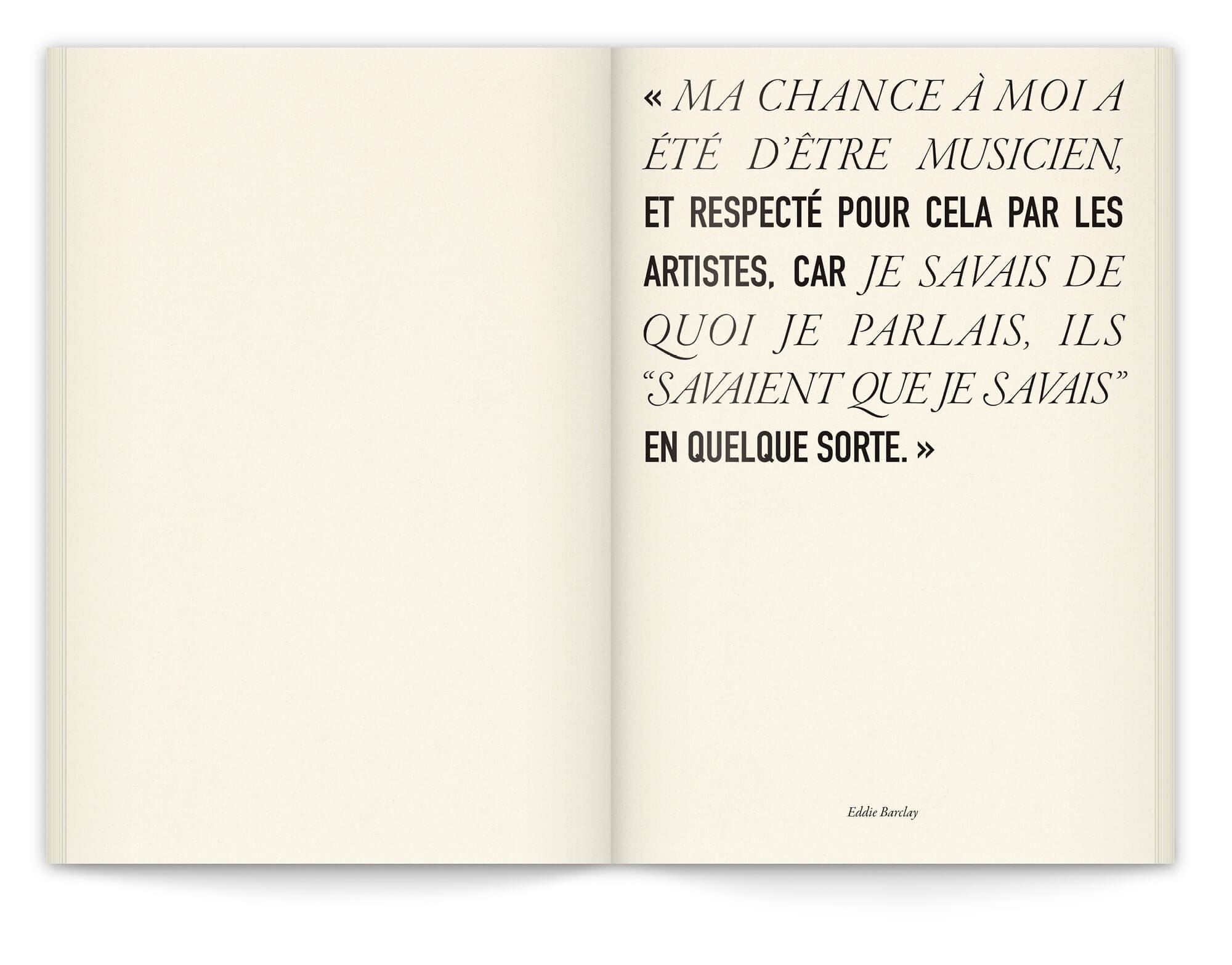 Une citation d'Eddy Barclay, graphiste IchetKar, editions riveneuves