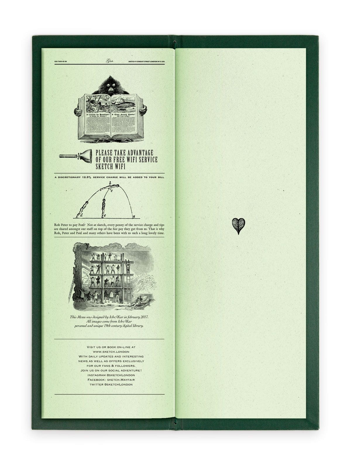 la carte des jardin du Glade de l'hotel Sketch signe IchetKar
