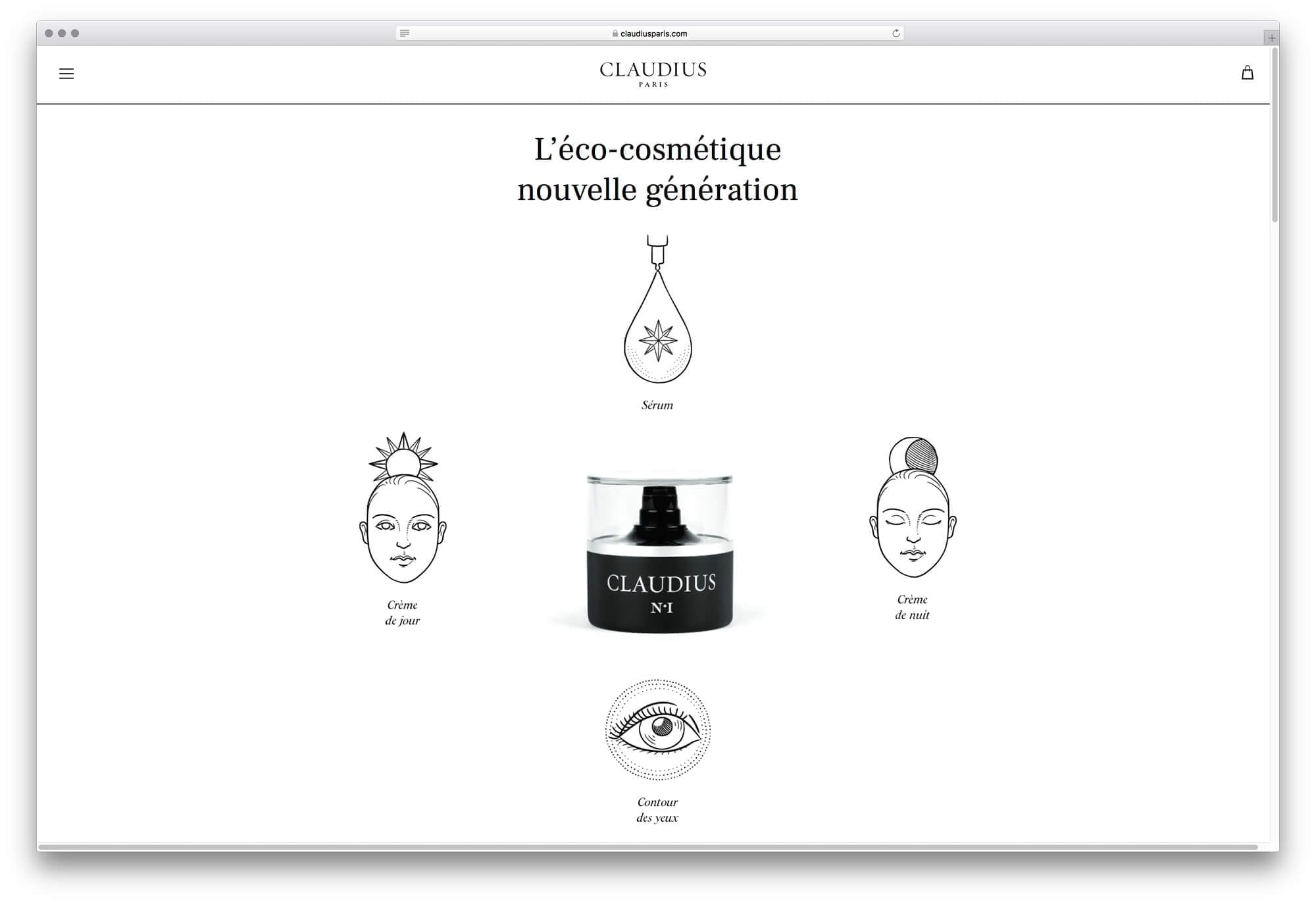 Site internet de Claudius, page histoire la marque et de sa fondatrice Sophie Guillou, design par Ichekar
