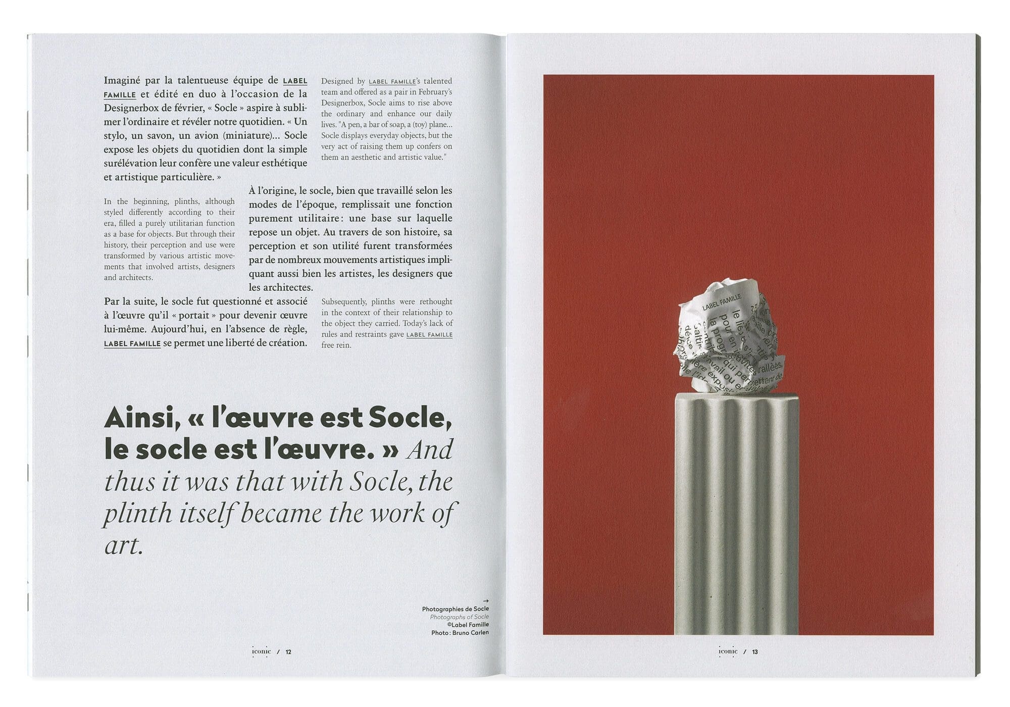 ichetkar dessine la maquette du magazine destiné a label famille, premier numéro objet socle