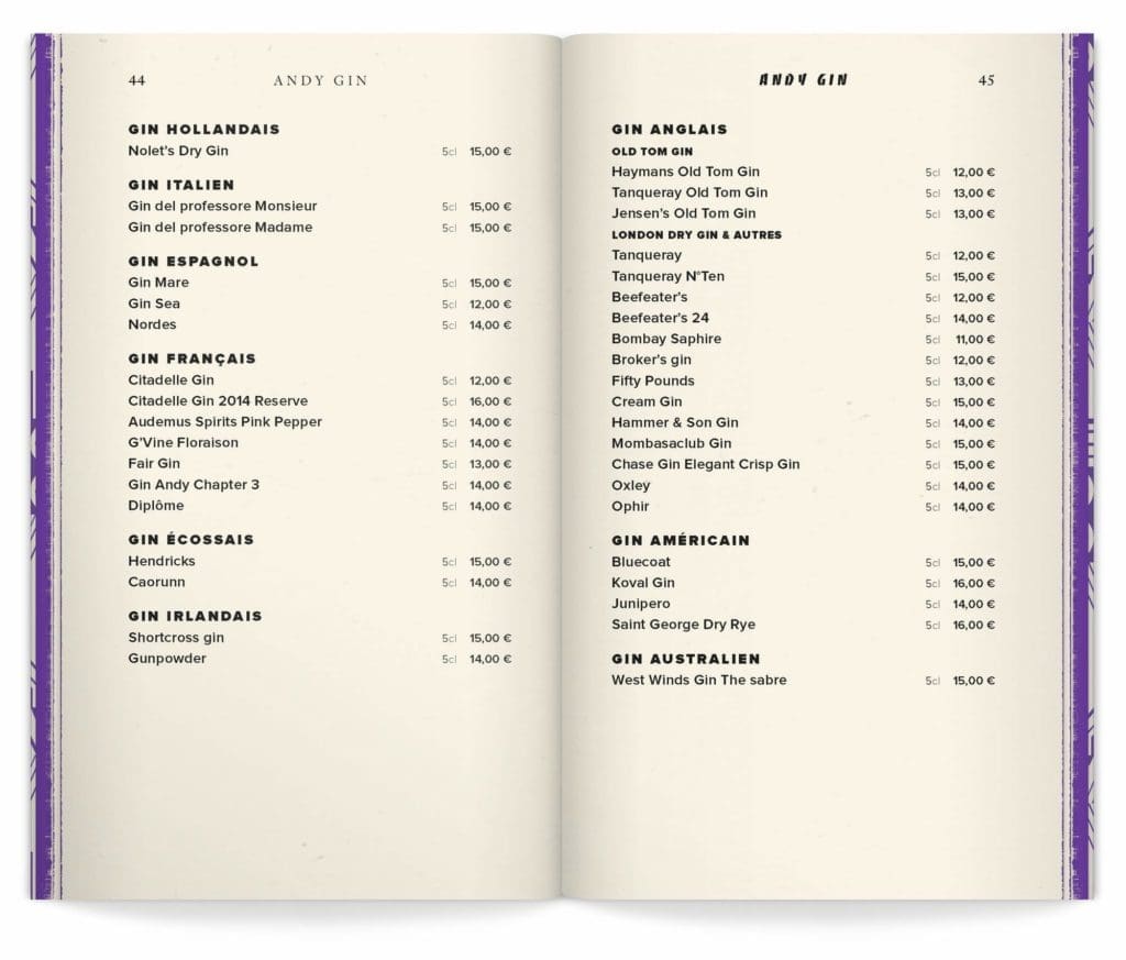 vue du haut du livre-menu dessiné par le studio Ich&Kar pour le bar Andy Wahloo