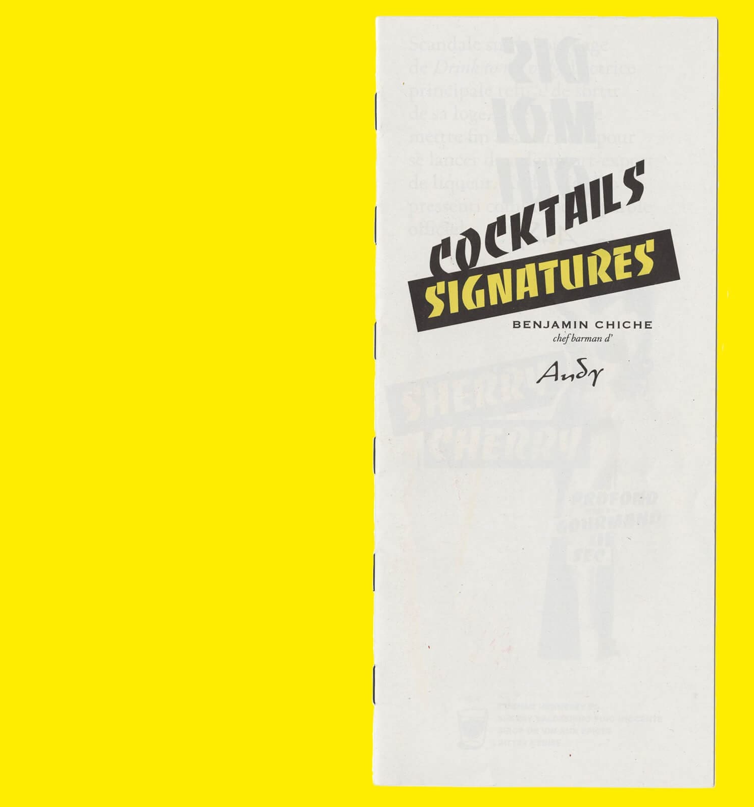 Couverture du fanzine punk, Cocktails Signatures 2018 du Andy Wahloo, design IchetKar