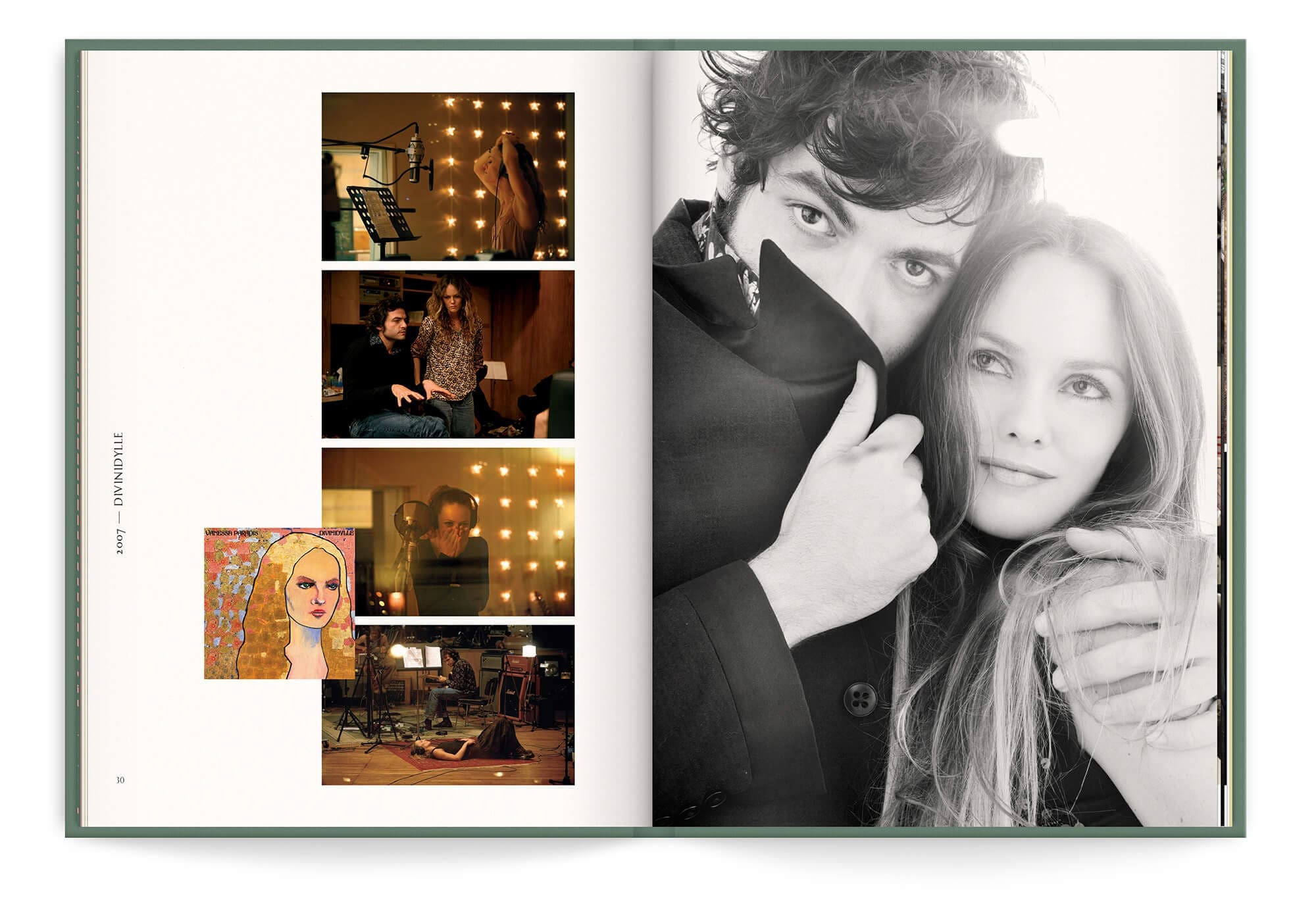 Double page du livre disque du best of 2019 de Vanessa Paradis, photos avec Matthieu Chedid -M-, mise en page Helena Ichbiah, IchetKar