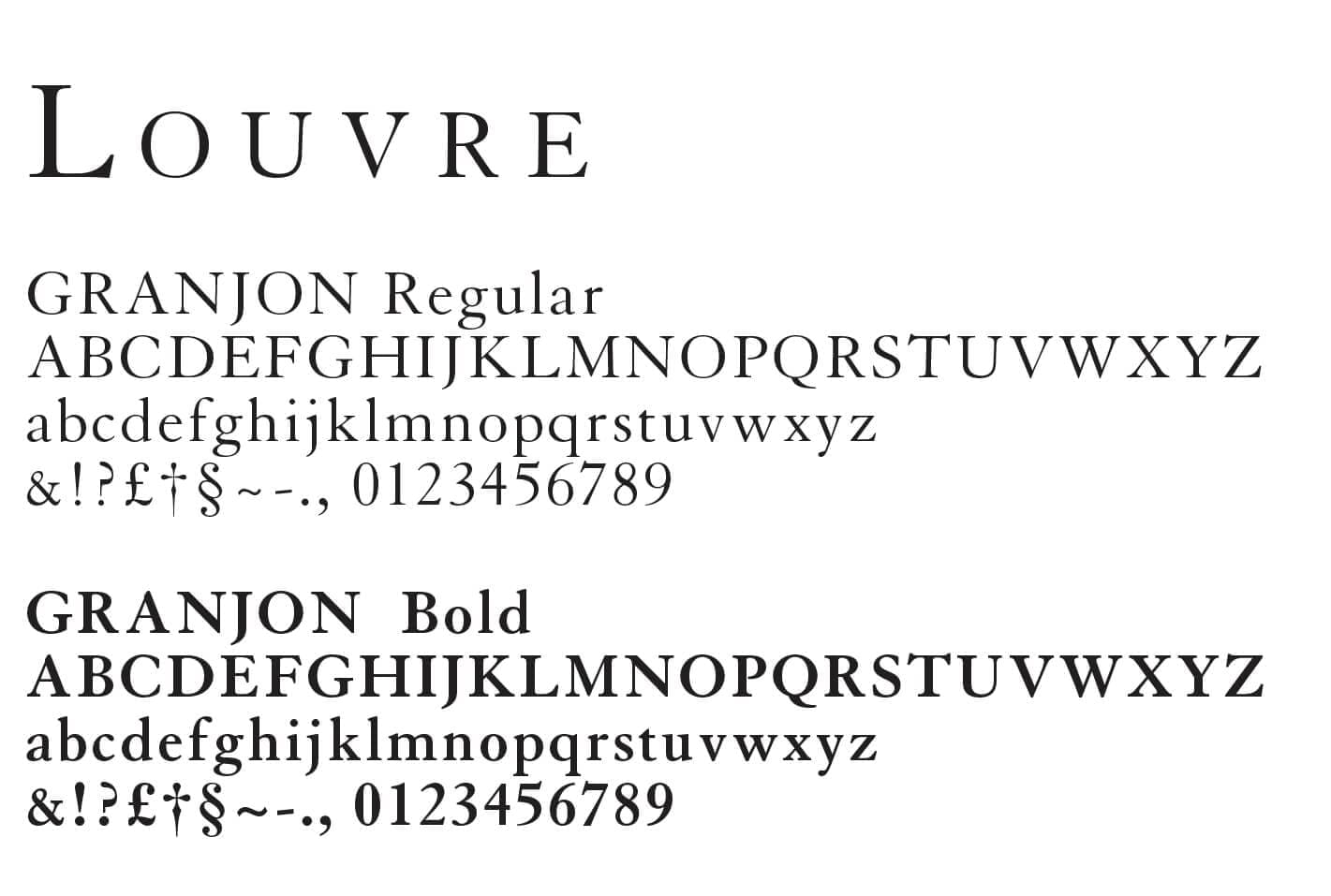 Typographie Granjon utilisé pour le Louvre Abu Dhabi dans une identité pensée par ichetkar.
