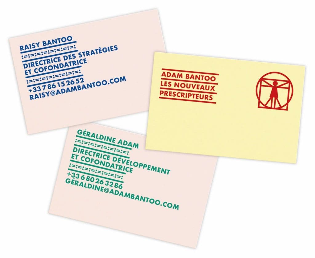 L'agence de communication Ichetkar choisit des faire jouer les couleurs pour les cartes de visites de l'agence de conseil en stratégie Adam Bantoo.