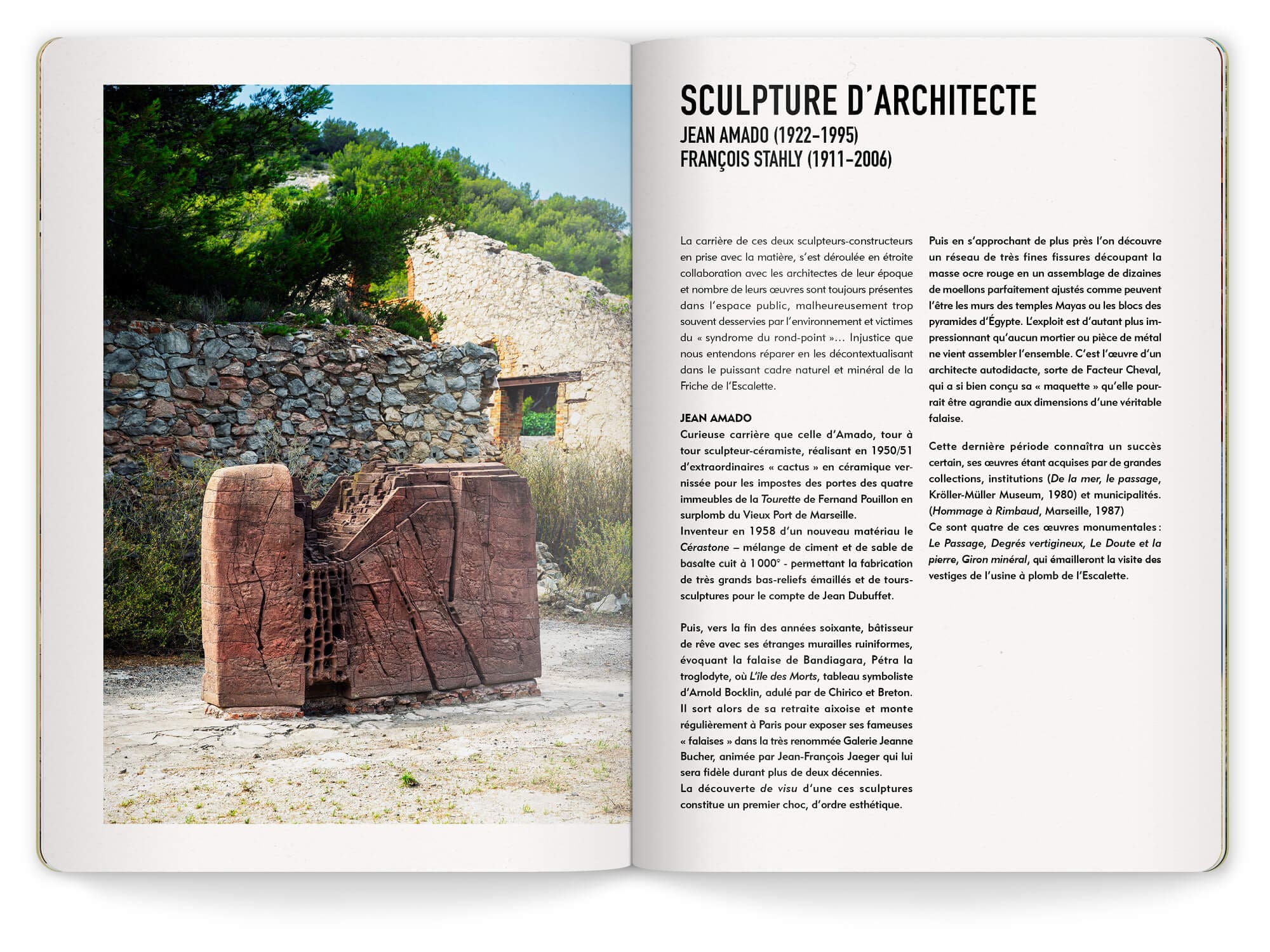 Les artistes Jean Amado et François Stahly sont exposés à la friche de l'escalette pendant l'été 2023 à Marseille. Design Ichetkar