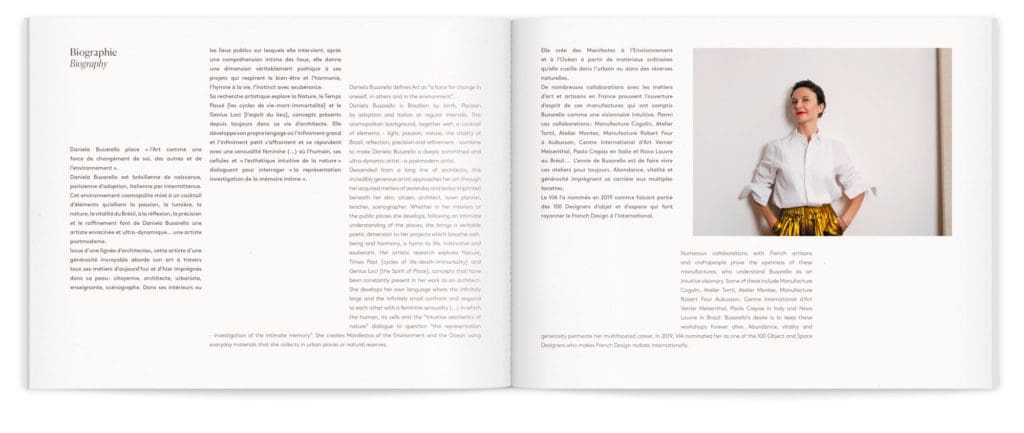 Biographie de Daniela Busarello dans son livre d'artiste, maquette et mise en page IchetKar