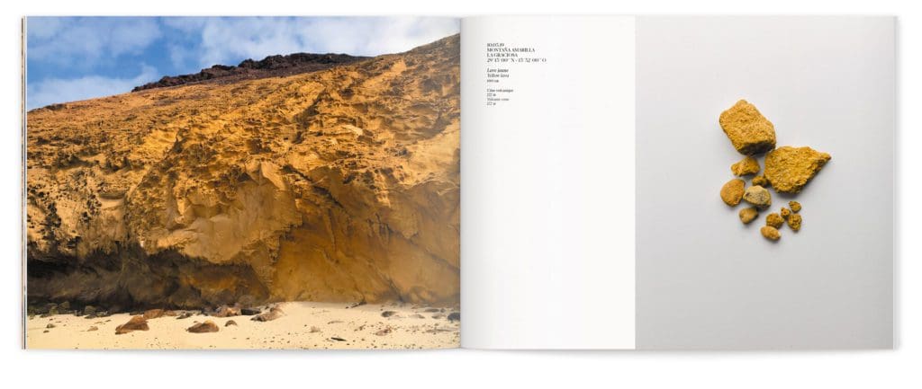 Paysage volcanique et extrait de roche, le voyage de Daniela Busarello sur l'Ile de Lanzarote, design Helena Ichbiah
