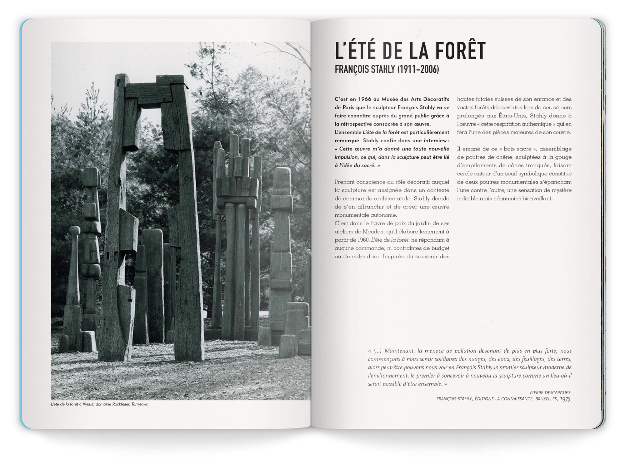Double page sur l'ensemble des sculptures de Francois Stahly exposé à la friche de l'escalette à Marseille en 2020, maquette et mise en page IchetKar