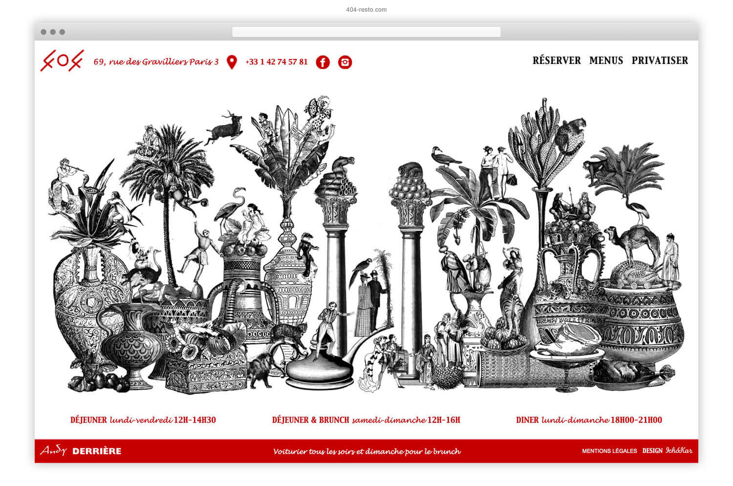 Design du site web du restaurant le 404 à Paris, web design IchetKar
