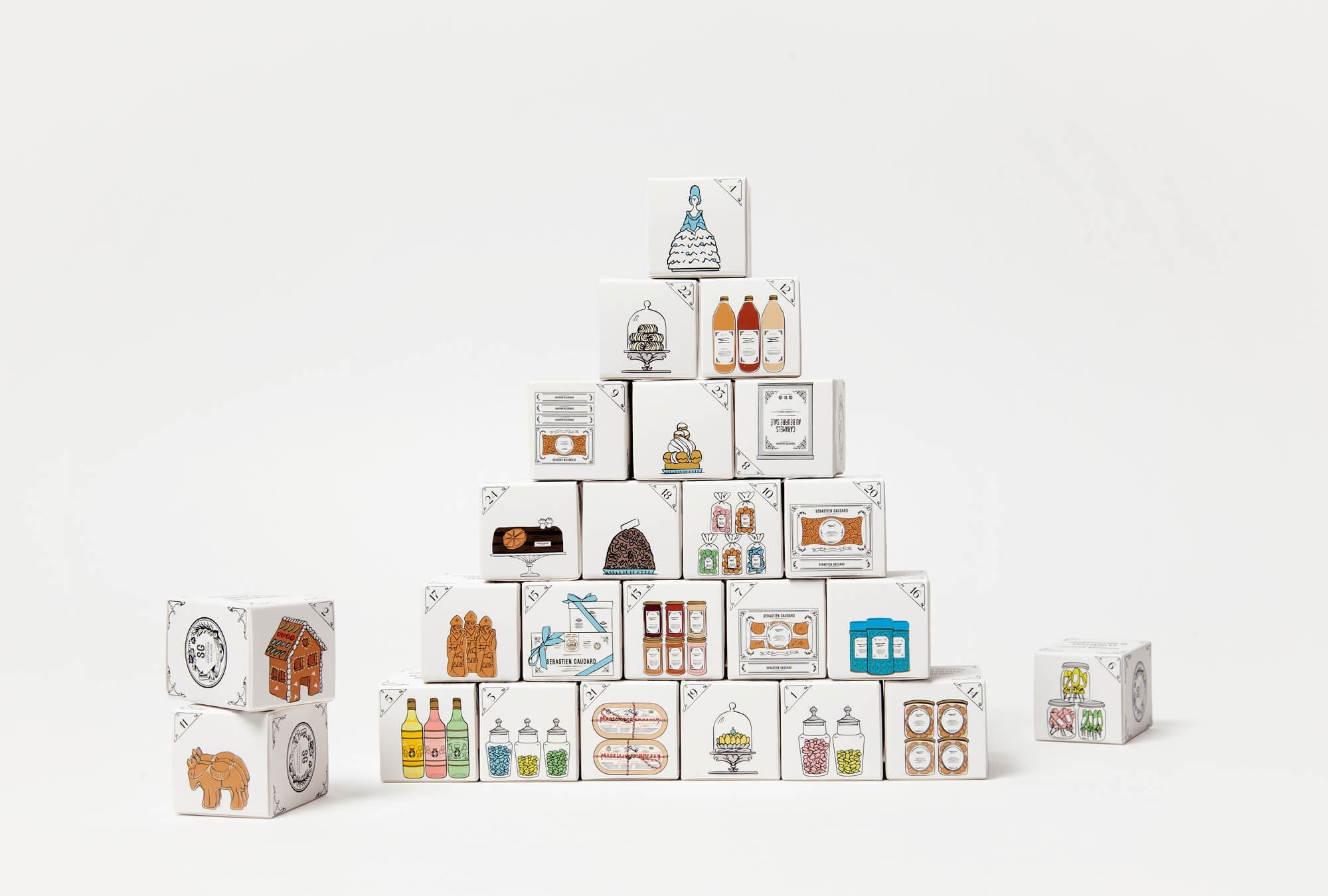 pyramide des boites à bonbons et sucreries illustré par le studio IchetKar
