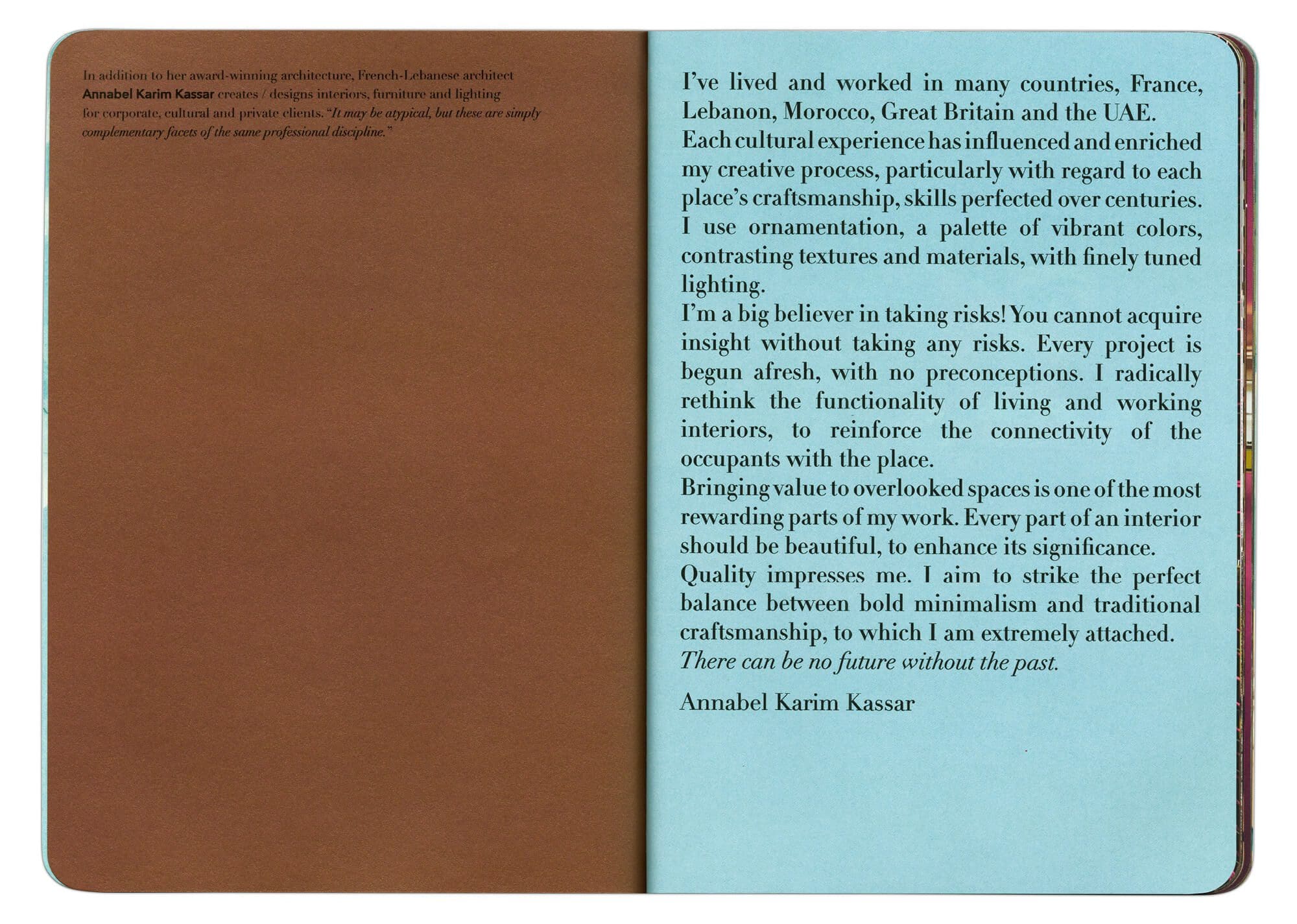 double page du livre COLORS 2021 pour annabel Karin Kassar, design ichetkar