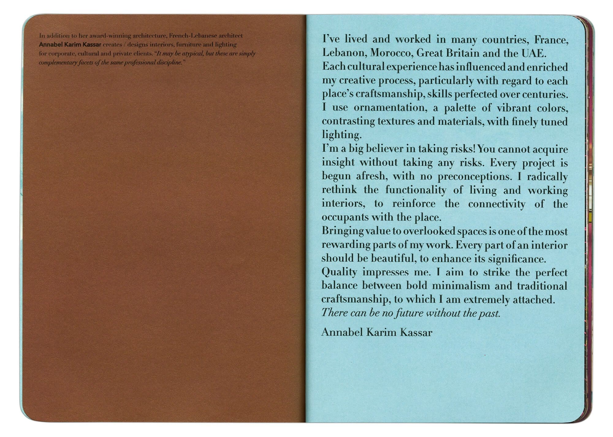 double page du livre COLORS 2021 pour annabel Karin Kassar, design ichetkar
