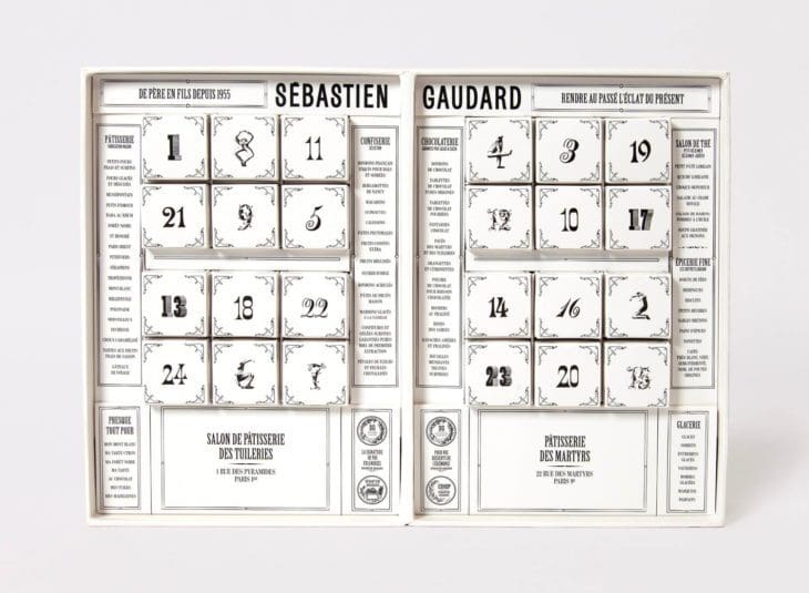 Ich&Kar conçoit le calendrier de l'avent 2022 de sebastien gaudard. le studio puise dans sa collection de chiffres gravés