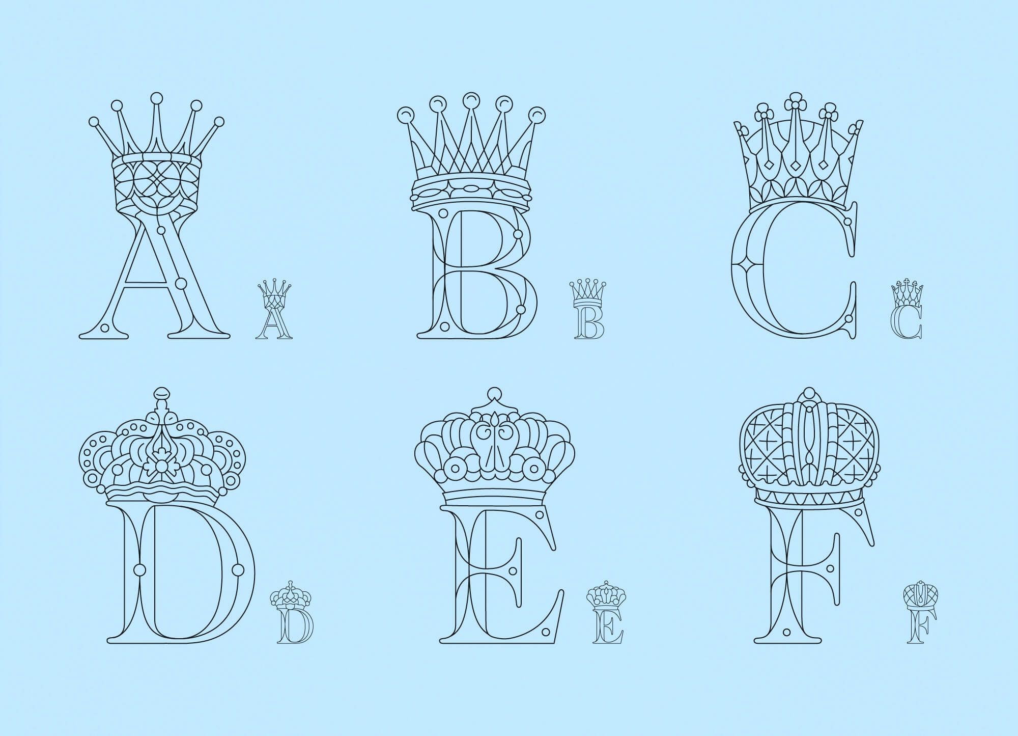 IchetKar dessine un alphabet Roi pour les timbales de Christofle